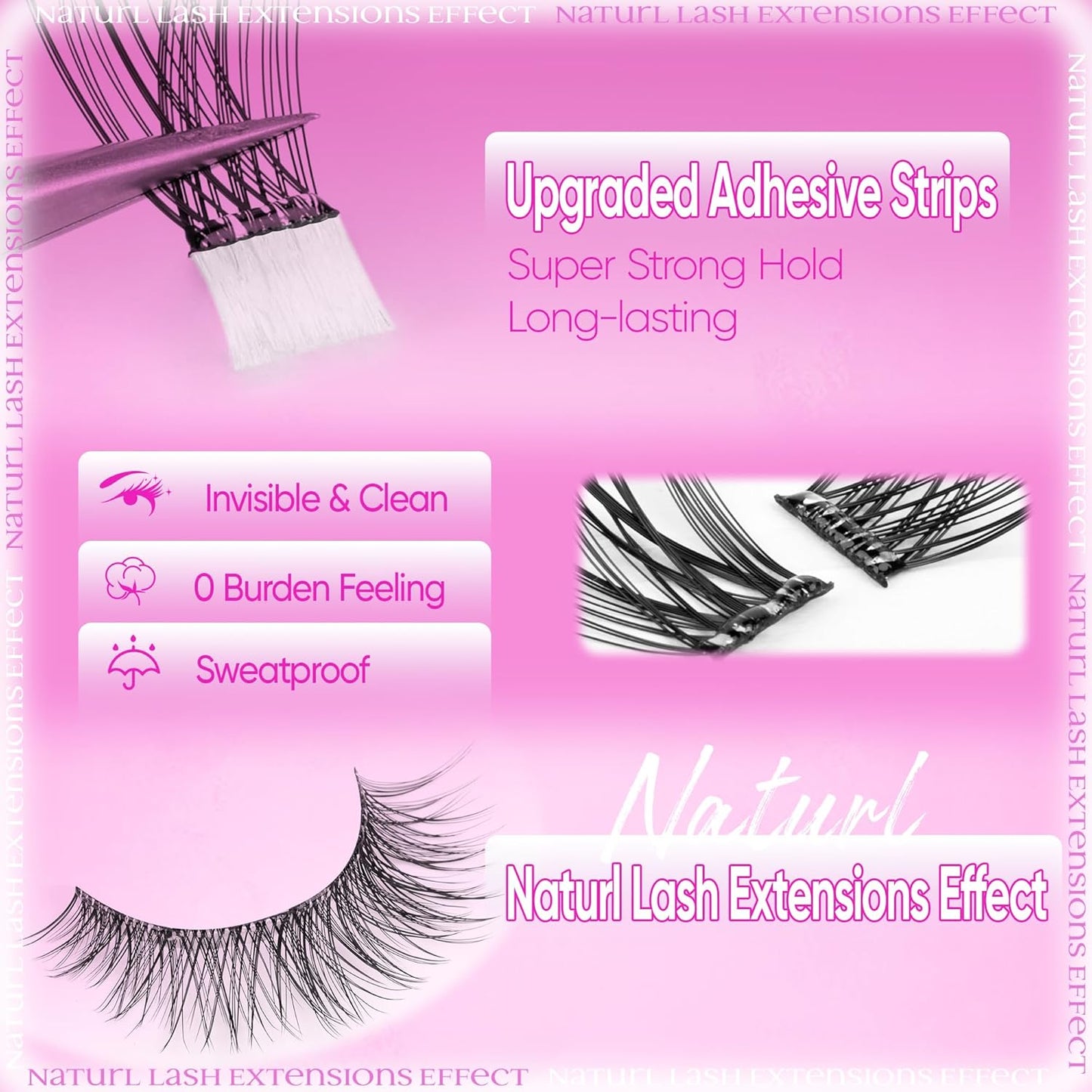 Self Adhesive Lash Clusters Natural No Glue Eyelashes Clusters Wispy Cluster Eyelash Extensions Pre Glued Lash Extensions 120pcs Press on Individual Lashes 8mm-16mm by zenotti