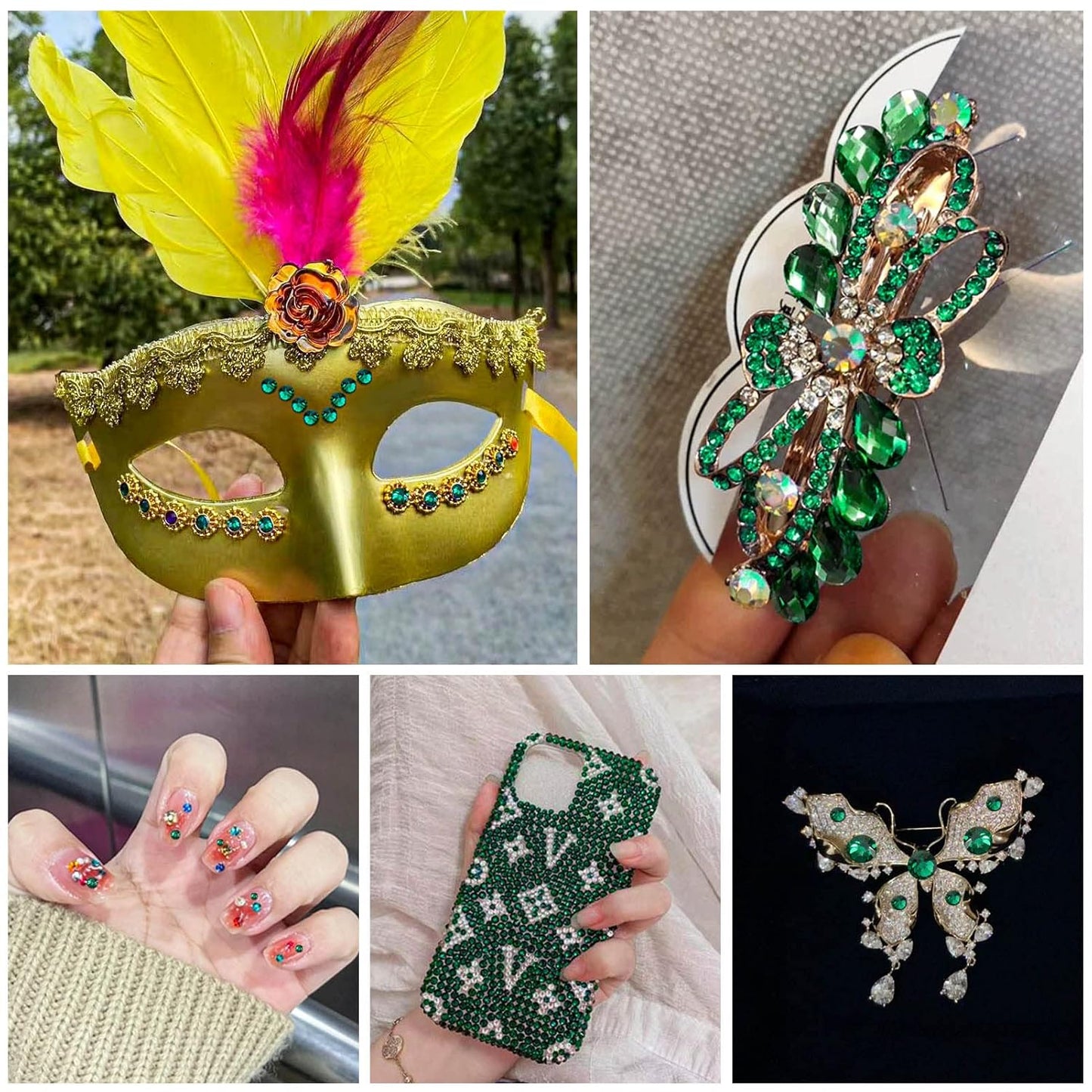 beadsland Flat Back Crystal Rhinestones Round Gems for Nail Art and Craft Glue Fix, Emerald (2.9-3.0mm) SS12/1440pcs