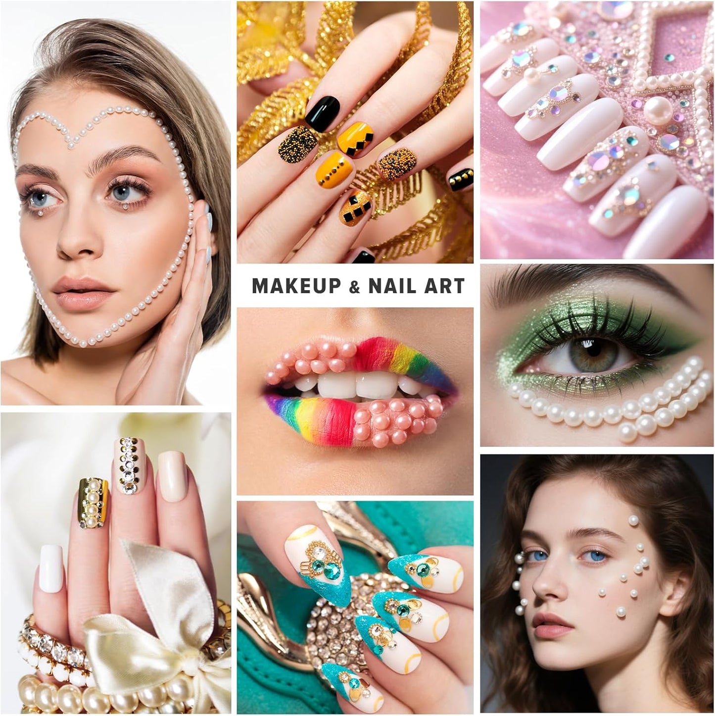 80g Mix Flatback Pearls and Rhinestones for Crafts Pink Purple Mixed Size 2mm-10mm Half Round Pearls Rhinestones for Nail Art Tumblers Shoes DIY Bedazzling with Tweezers Wax Pen