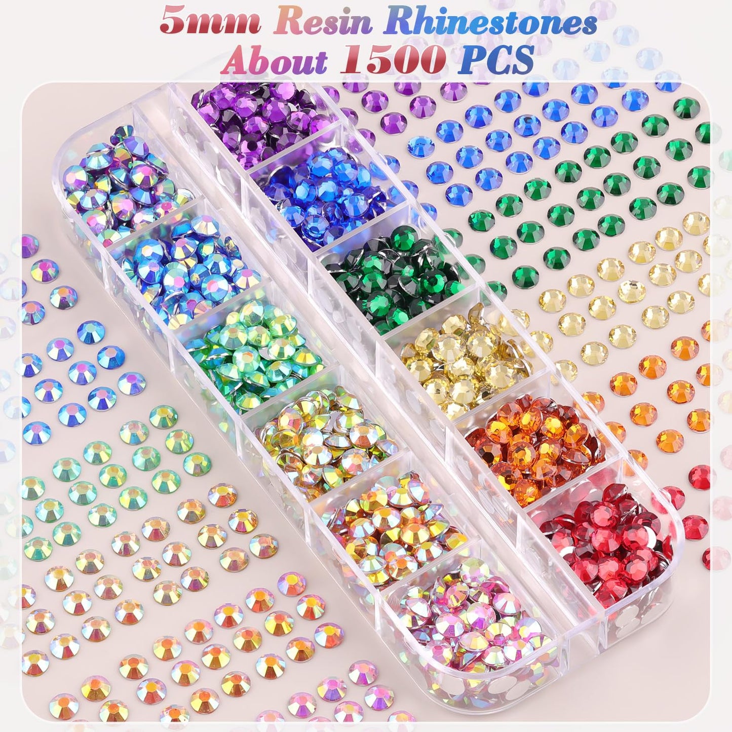 5000 PCS Flatback Rhinestones for Crafting and 3PCS B7000 Glue (Pack 2), 2 Boxes of Rainbow Resin Rhinestones Gems Charms for Bedazzling DIY Crafts Fabric Clothing Tumblers Shoes Nail Art