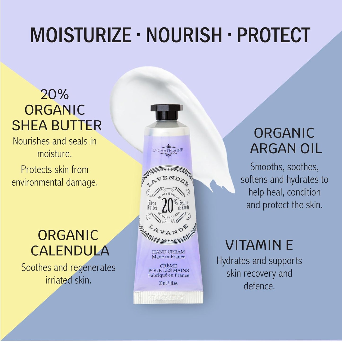 La Chatelaine Hand Cream Gift Set for Women, Mom, Sister, Travel Size, Natural Hand Cream Made in France with 20% Organic Shea Butter (Citrus Fizz, White Grapefruit, & Lavender) 3 x 1 fl. oz