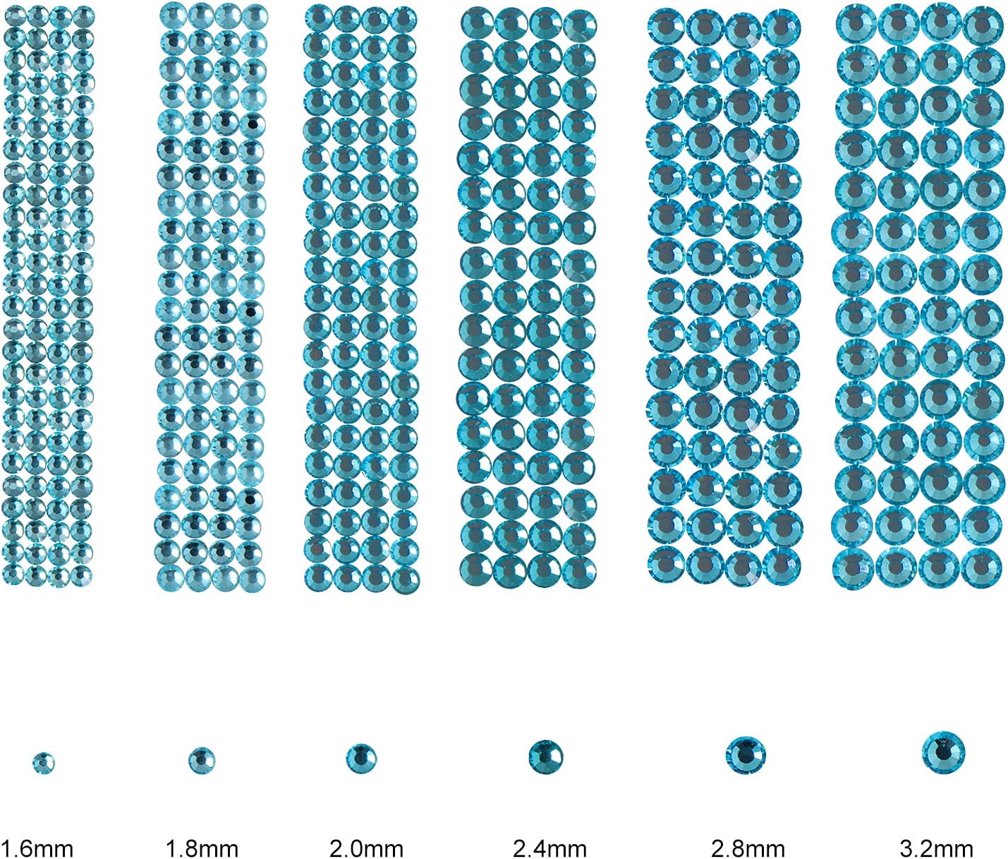 3456pcs Flatback Rhinestones Glass Charms Diamantes Gems Stones for Nail Art 6 Size ss4~ss12 Aquamarine
