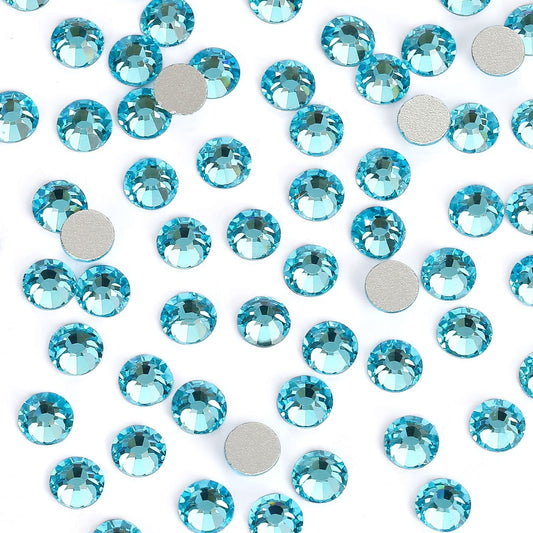 3000Pcs Aquamarine Crystal Rhinestones,Glass Flatback Rhinestones Mini Gemstones for Nail Face Makeup Art Crafts Clothes Decoration -(SS6,2.0mm,Aquamarine)