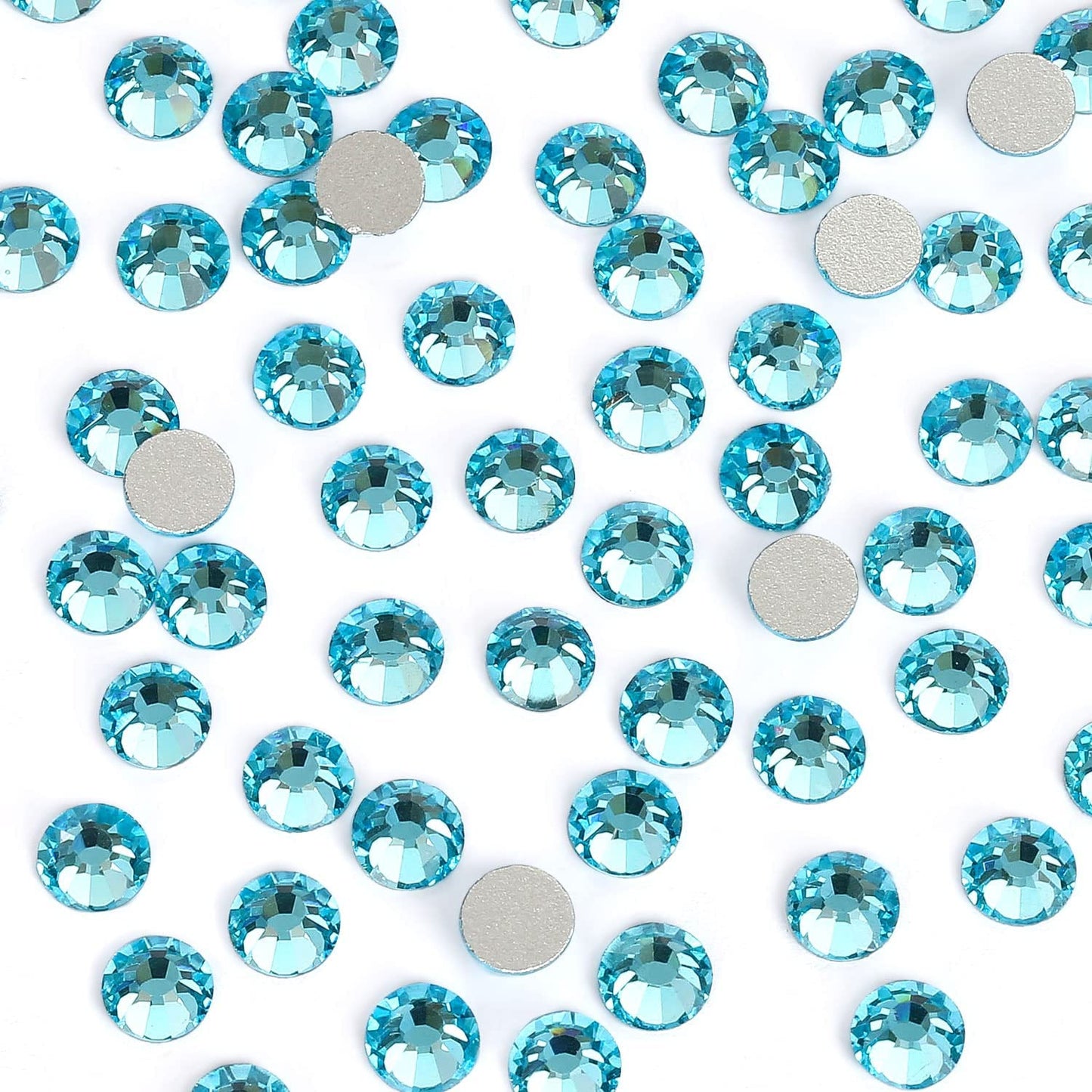 3000Pcs Aquamarine Crystal Rhinestones,Glass Flatback Rhinestones Mini Gemstones for Nail Face Makeup Art Crafts Clothes Decoration -(SS8,2.4mm,Aquamarine)