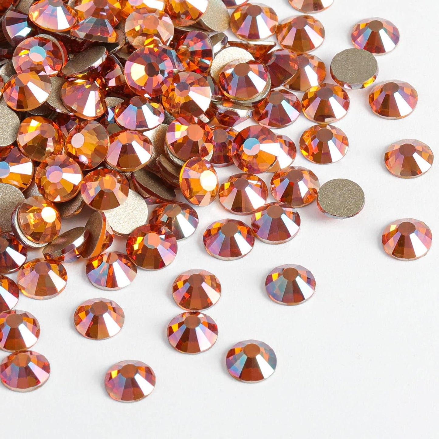 Beadsland 1440 Pieces Flat Back Crystal Rhinestones Round Gems,Amber,SS10,2.7-2.9mm