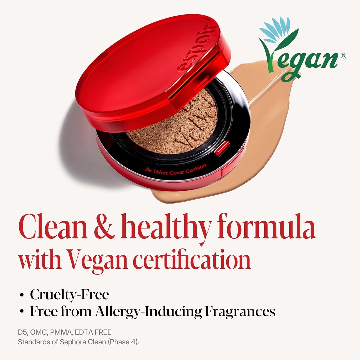 espoir [NEW] Be Velvet Cushion Foundation | Quick and Easy Coverage with Long-lasting Color by Zero Oxidation (#34.5 Golden Olive, 0.46 Ounce (Pack of 1))