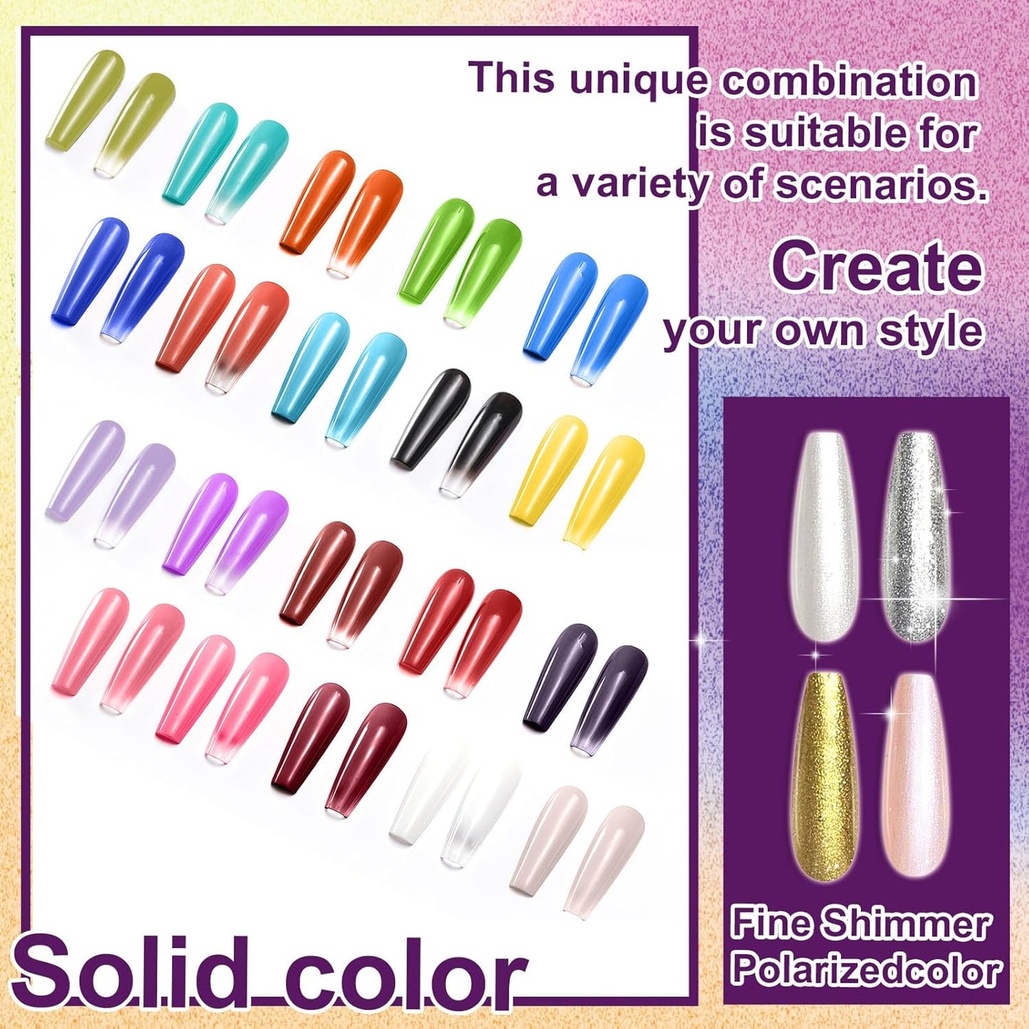 Gradient Painting Gel, 12 Gliter Colors Ombre Gel Nail Polish for Pigment Pat Silver&Gold Aura Nails, French Manicure DIY Nail Art Long-lasting No-wipe Palette26