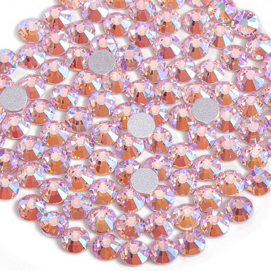 Beadsland 1440 Pieces Flat Back Crystal Rhinestones Round Gems,Light Pink AB,SS8,2.3-2.5mm