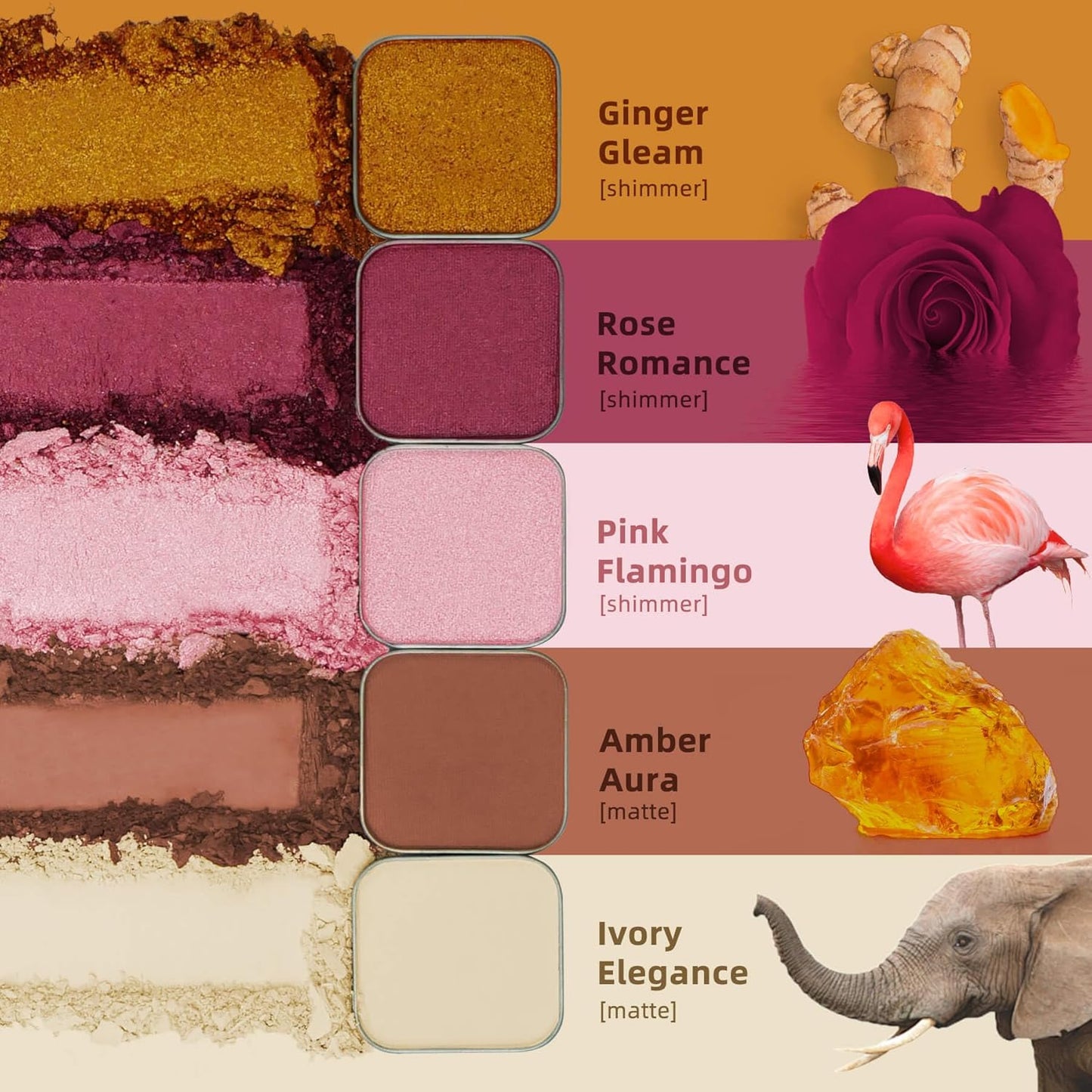 Magnetic Single Matte Eyeshadow with Metal Pan, Long-lasting Natural Nude Color neutral Look, Base Eyeshadow Powder for Empty Magnetic Palette (Amber Aura)