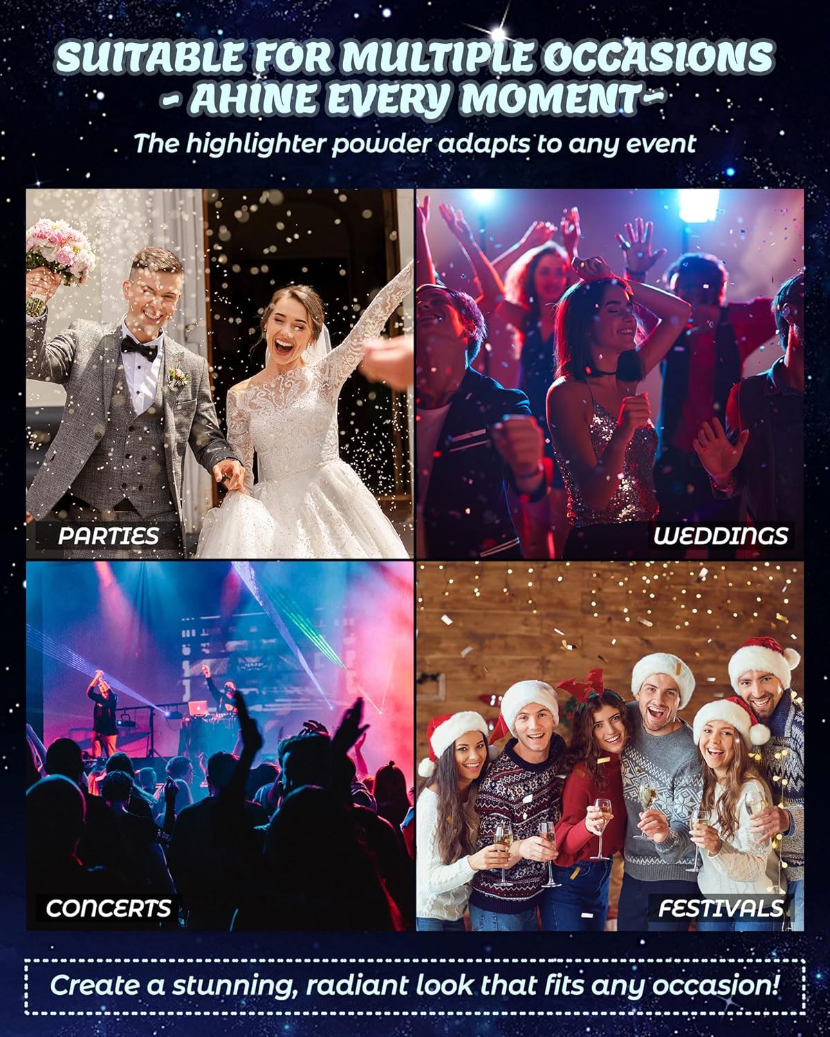 Glitter Air Cushion Highlighter Powder - 3D Contour & Brighten Face, Eyes, Body, Hair | Pearlescent Patting Powder Create a Shimmering Look | Easy-Use & Perfect for Daily & Special Occasions