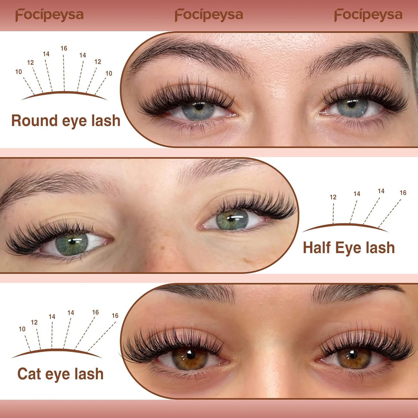Focipeysa Natural Look Lash Clusters Wispy Cluster Eyelash Extensions 10-16mm Eyelash Extensions C-Curl Lashes Extensions with Bottom Lashes Fairy Individual Eyelash DIY Lash Clusters at Home