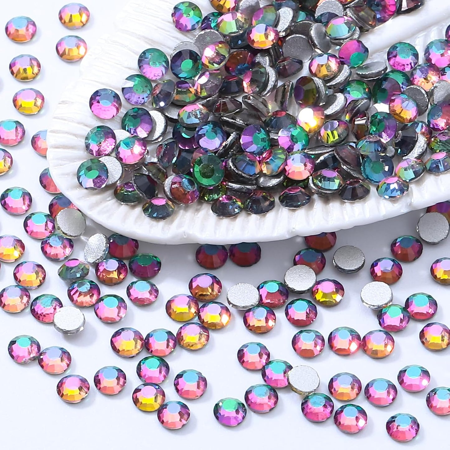 Green Volcano Flatback Rhinestones, Glass Rhinestones for Nail Art and Craft, Glue Fix, Loose Crystal Gemstones(Green Volcano, SS30, 288pcs, 6.4-6.6mm)