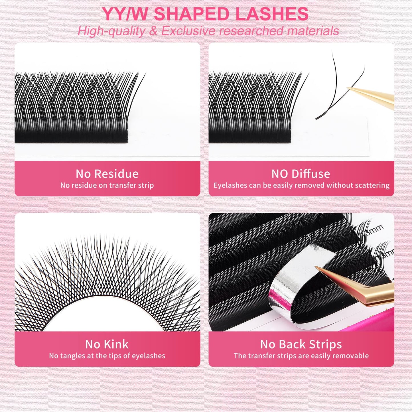 YY Lash Extensions Y Eyelash Extensions 0.05mm Thickness D Curl Mix 8-15mm Premade Fans 4D Individual Lashes Matte Black Volume Lashes 12 Rows Crisscross False Eyelashes(YY-0.05-D,8-15mm)