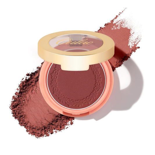 Oulac Plummy Brown Blush Makeup Powder| Rich Color Cream Blush Blendable| Natural Matte Tan Skin| Vegan &Cruelty-Free | 02 Cheek to Cheek 4.8g