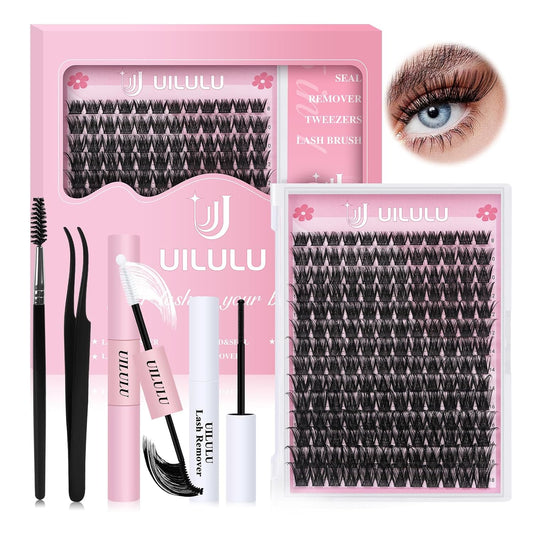 Lash Clusters kit 8-18mm DIY Lash Extension Kit 168 Natural Lash Clusters 0.07D D Curl Wispy Individual Eyelash Clusters False Lashes Eye Lash Extension Lash Kits