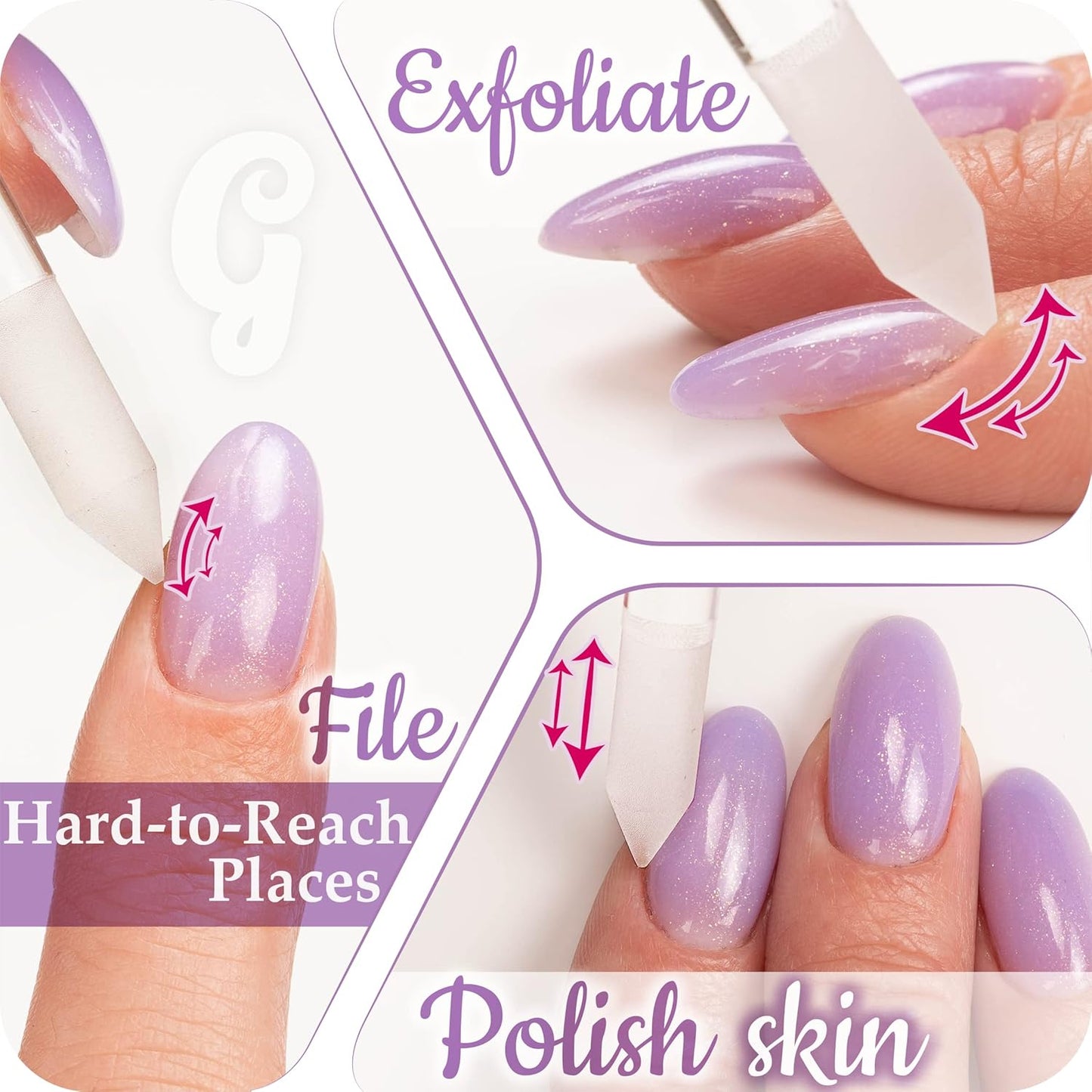 GLADZY Glass Cuticle Pusher Tool - Dual Ended Manicure Stick, Etched Crystal Glass Cuticle Remover, Callous and Dry Skin Fingertip File, Nail Shaper, Professional Nail Care, Ethically Made in EU