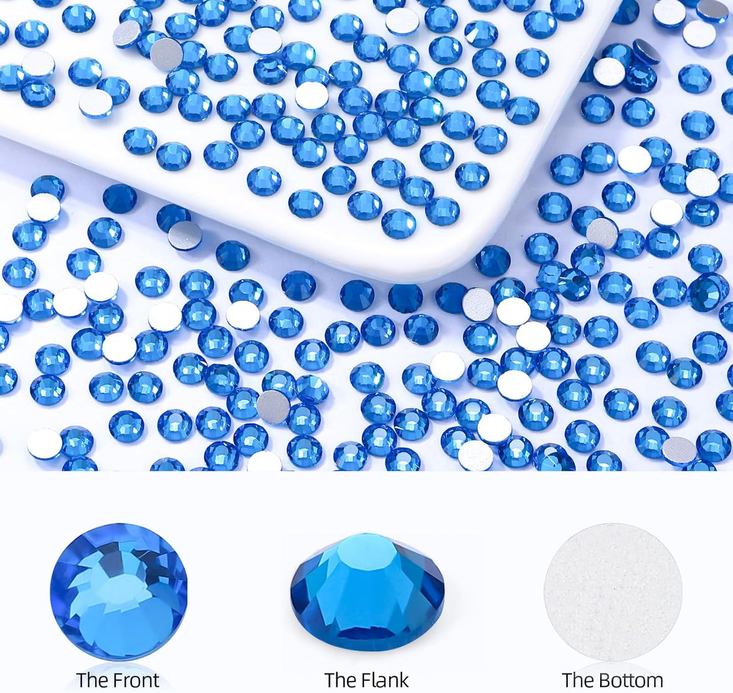 Capri Blue Flatback Rhinestones, Glass Rhinestones for Nail Art and Craft, Glue Fix, Loose Crystal Gemstones(Capri Blue, SS4, 1440pcs, 1.5-1.7mm)