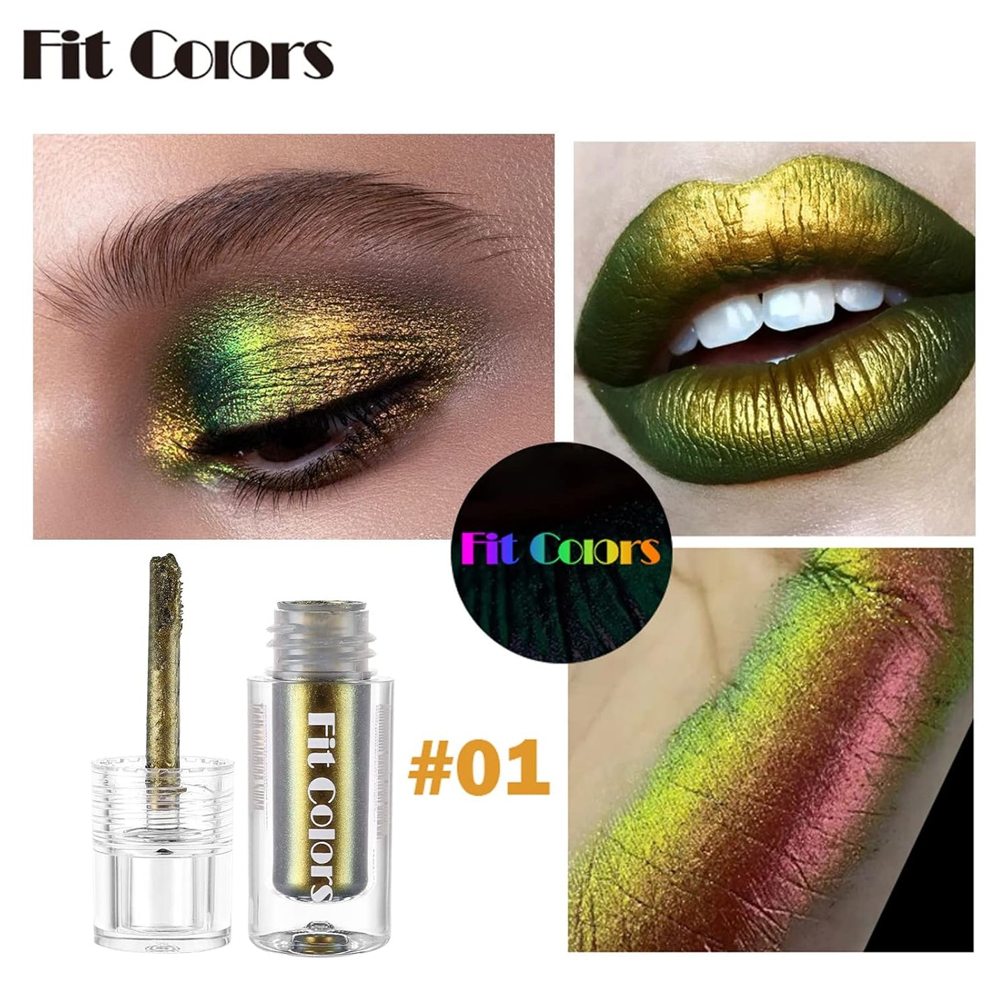 Liquid Glitter Eyeshadow,Chameleon Multichrome Metallic Shimmer Eye Shadows for Bold Smokey Makeup Looks,Long Lasting,Quick Drying,Opaque,Sparkling Korean Makeup Kits(#1 & #2)