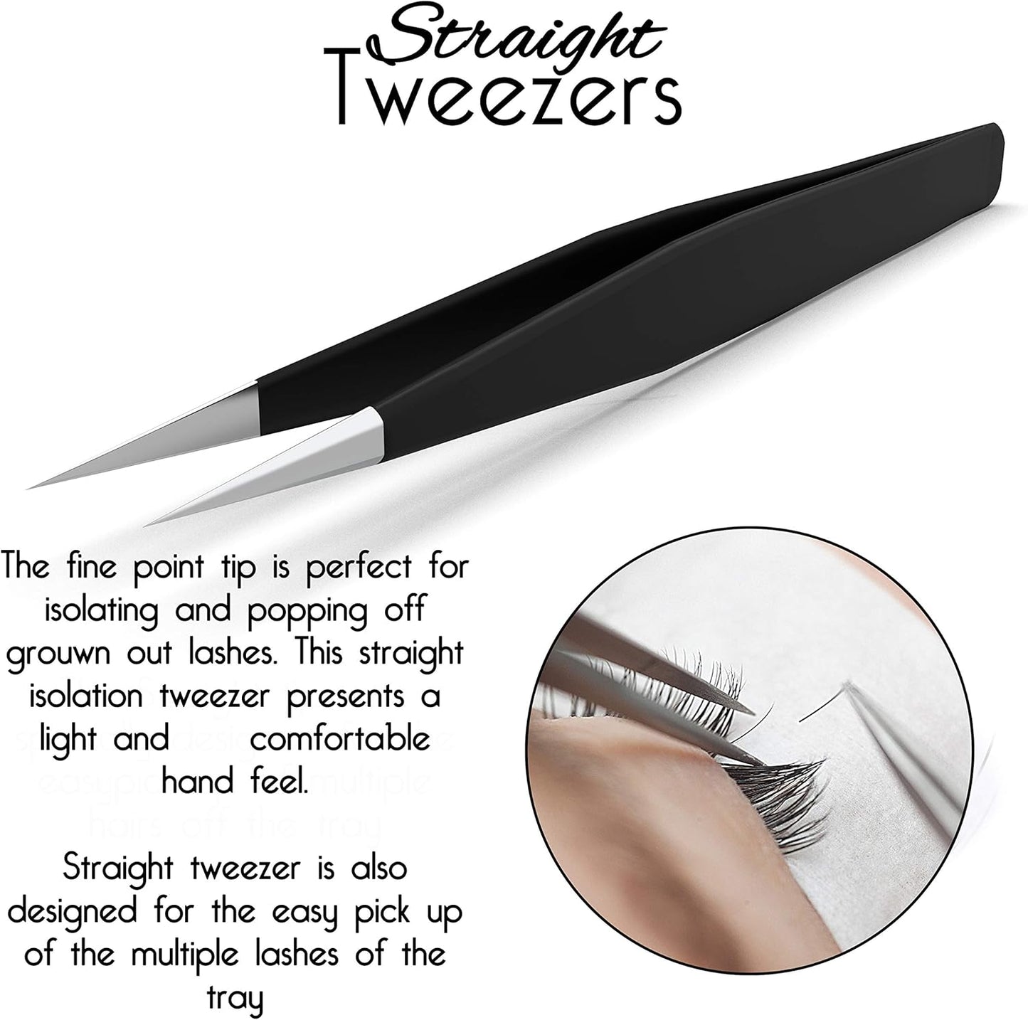 SIVOTE Lash Tweezers for Eyelash Extensions for Volume, Isolation & Classic Lashes, 3 Pack, Black