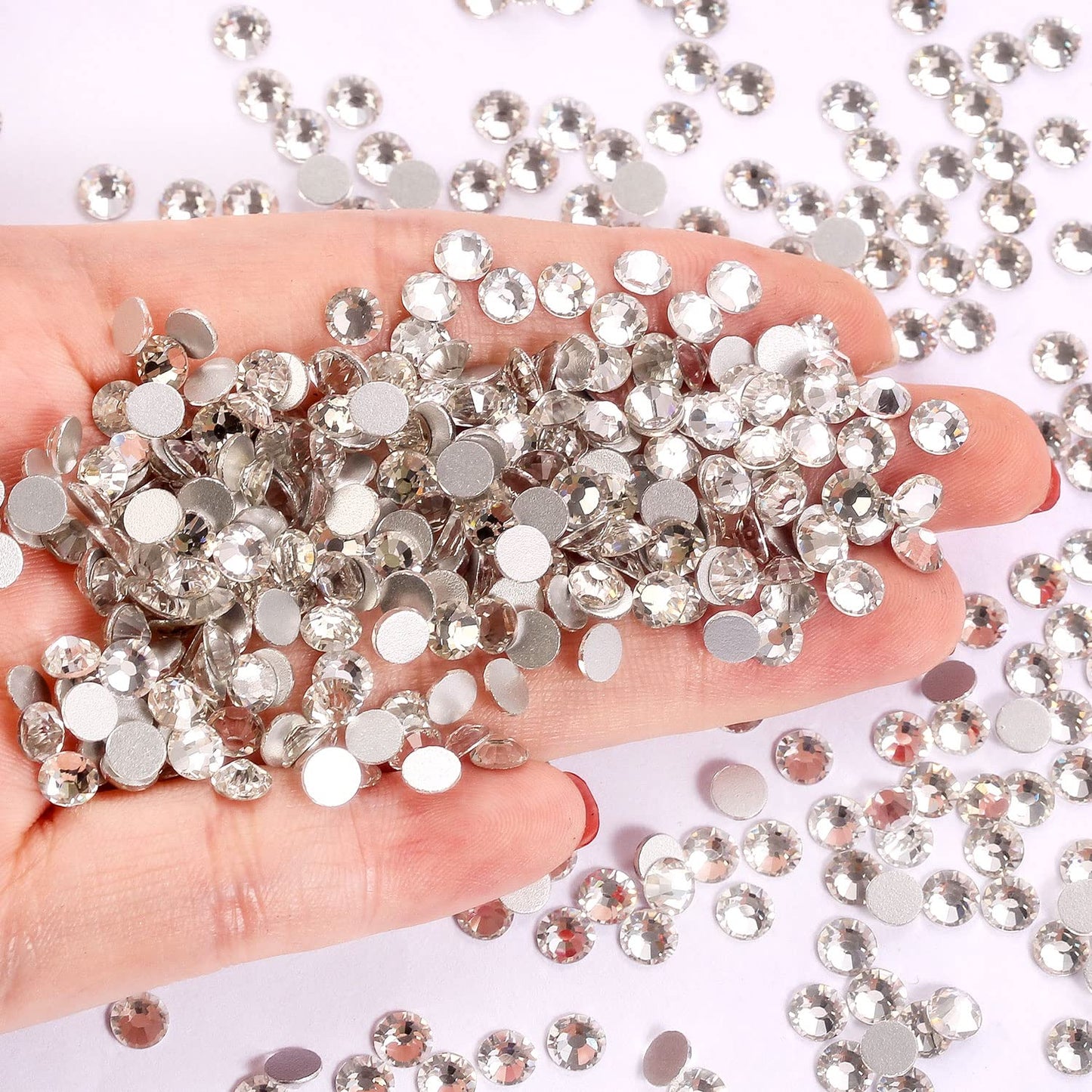 1440Pcs White Crystal Rhinestones,Glass Flatback Rhinestones Gemstones for Nail Face Makeup Art Crafts Clothes Decoration -(SS20,4.8mm,White)