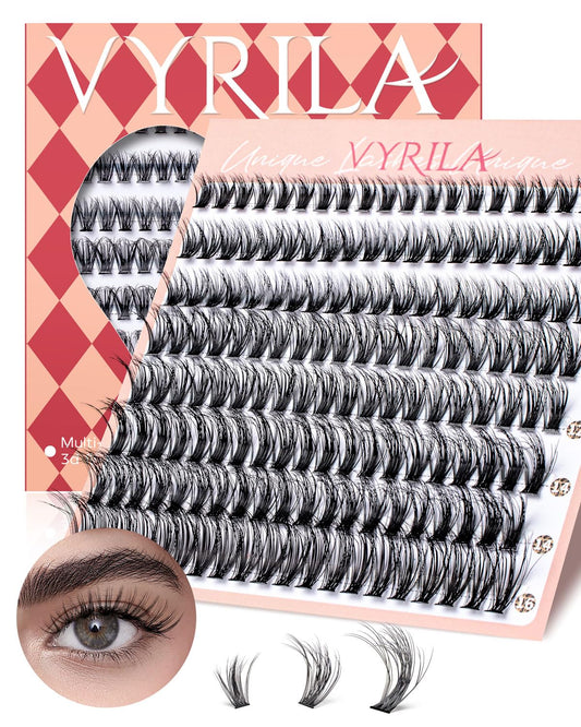 Lash Clusters 0.05mm PBT Fiber Eyelash Clusters, 0.3mm Superfine Soft Band C Curl Diy Lash Extension, 160pcs 8-16mm Individual Lashes Clusters Like Eyelash Extensions (40D-C-8-16Mix)
