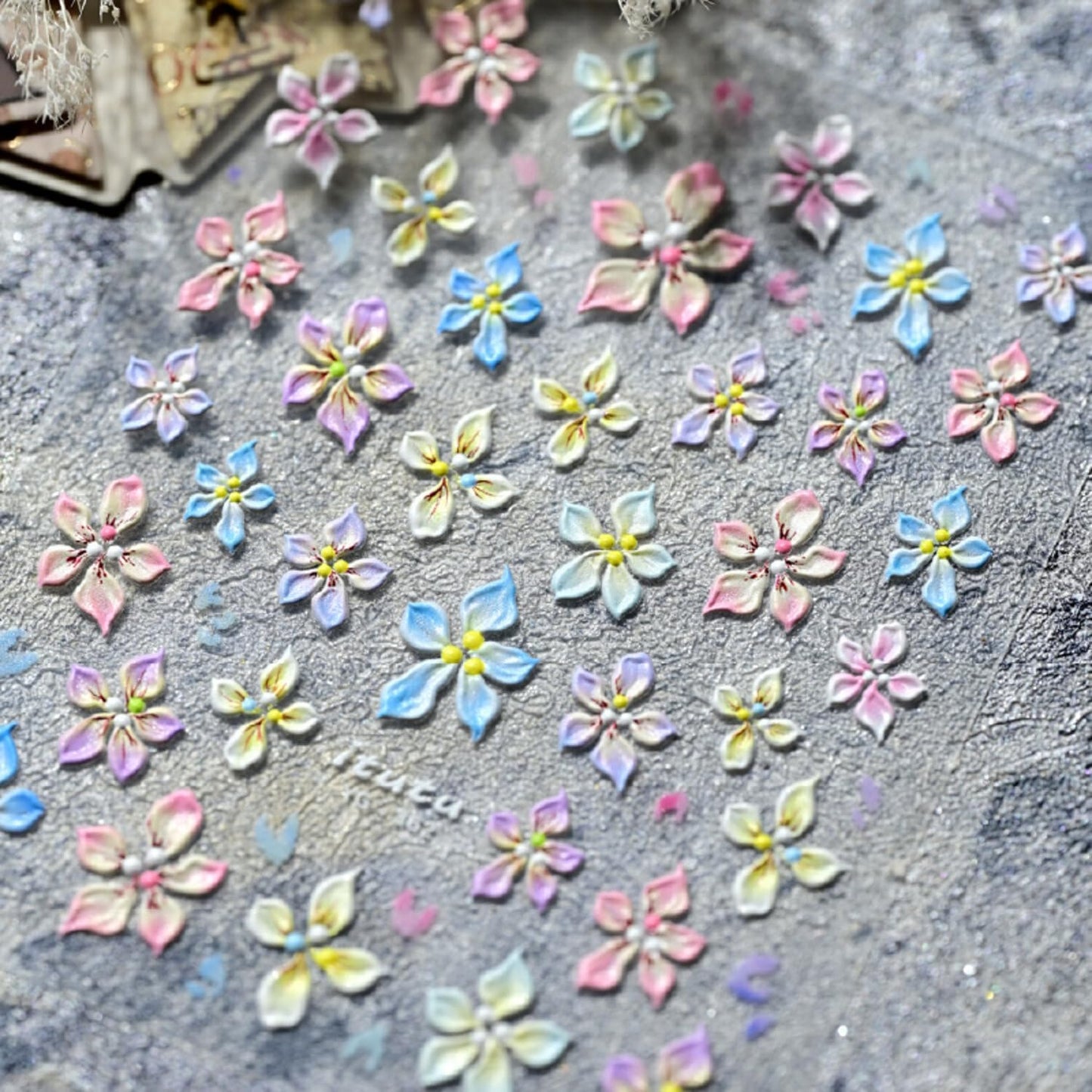 Flower Nail Stickers for Nail Art Wild Flowers Nail Art Stickers Summer Floral Light Colorful 5D Embossed Nail Decals Self-Adhesive Nails Supply Manicure Sliders Devil Flower for Nails Decoration