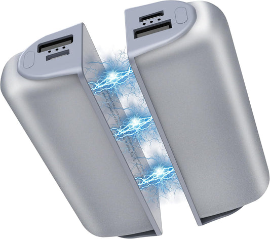 Hand Warmers Rechargeable 2 Pack,10000mAh Split-Magnetic Electric AI Handwarmer Power Bank,3 Levels, Camping,Hunting in Winter (Silver, One Size)