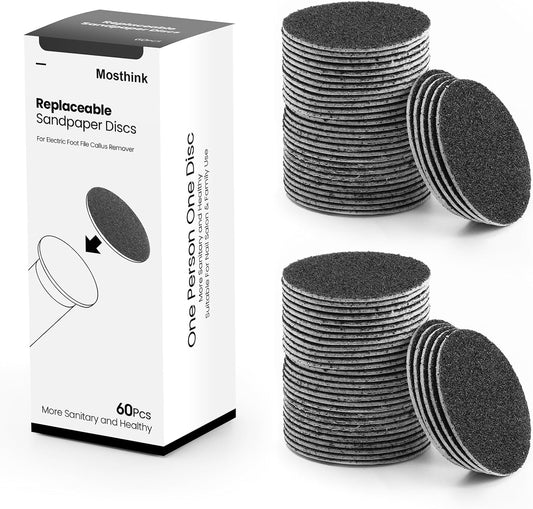 120pcs Replacement Sandpaper Refill Discs for Electric Foot File Callus Remover Tool for Men Women Dead Cracked Hard Skin (60 Grit+60 Grit)