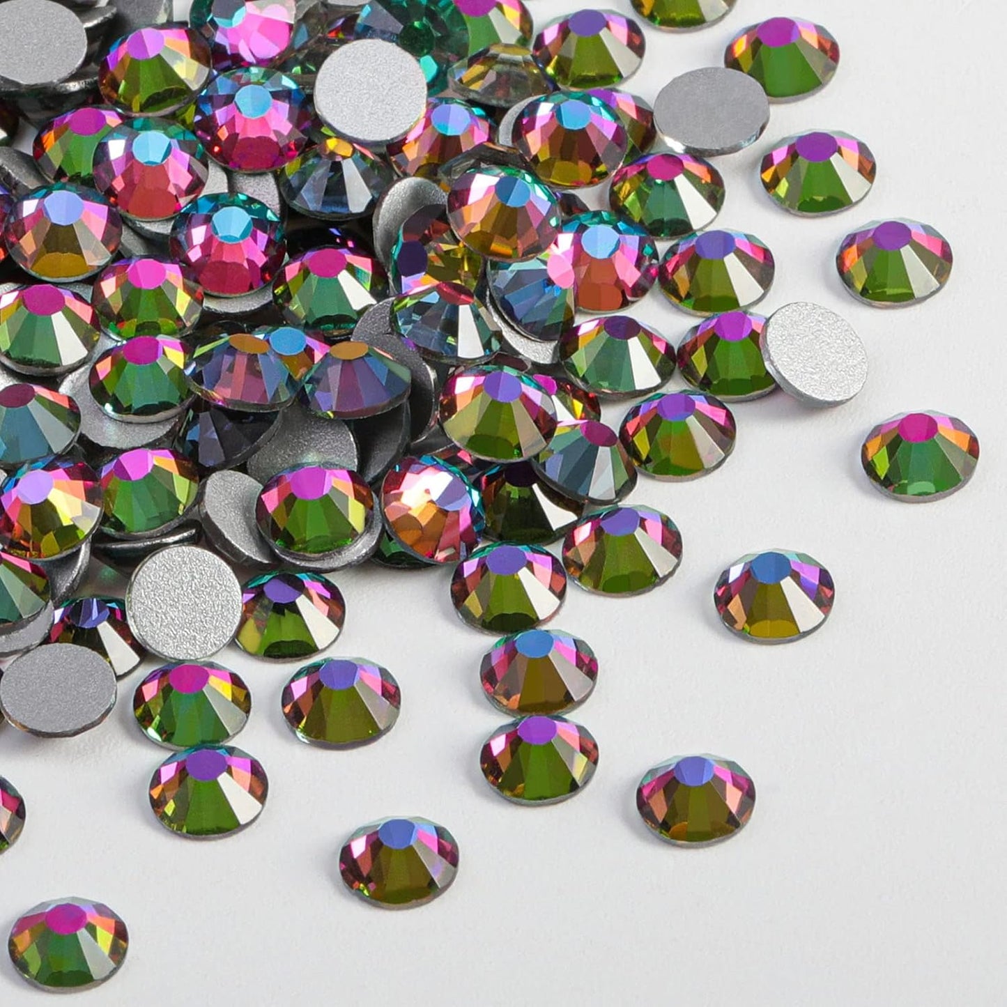 beadsland Flat Back Crystal Rhinestones Round Gems, Green Volcano (1.3-1.4mm) SS3/1440pcs
