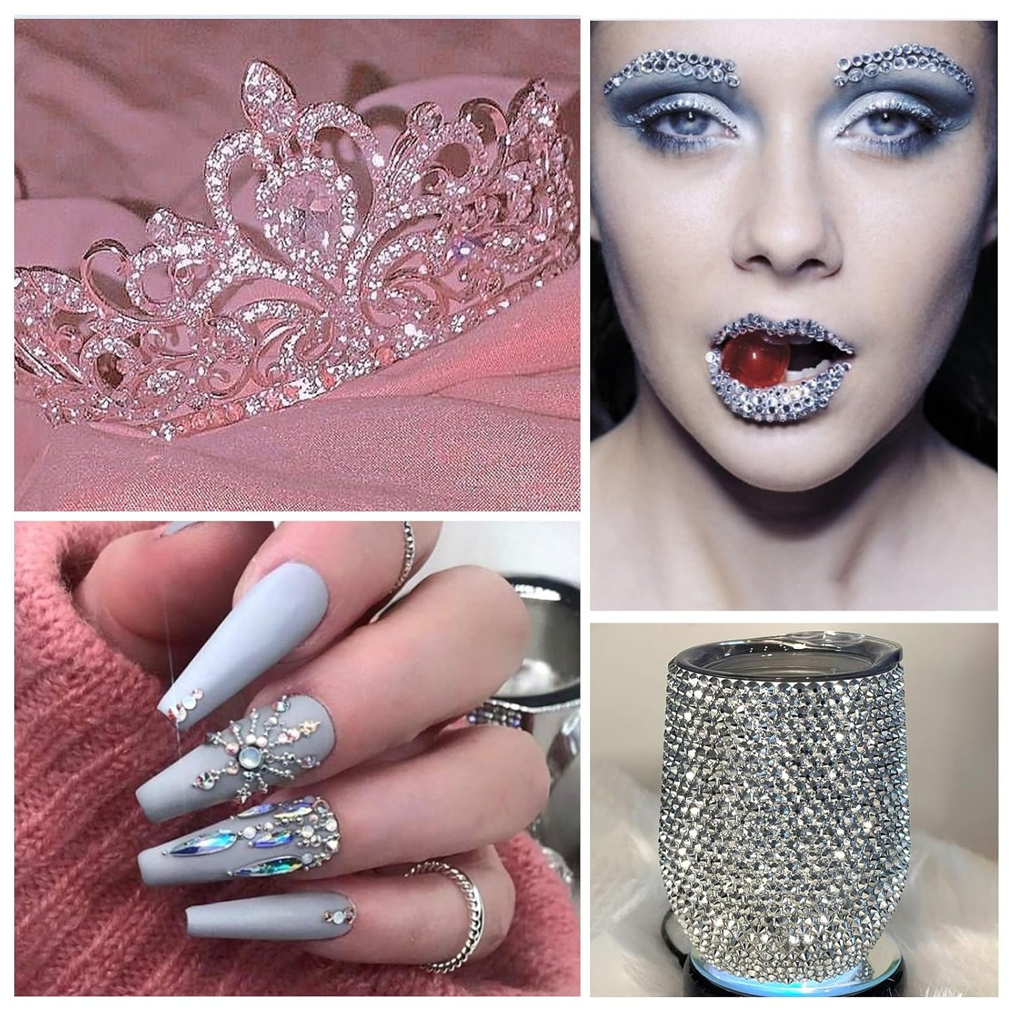 1440Pcs White Crystal Rhinestones,Glass Flatback Rhinestones Gemstones Small for Nail Face Makeup Art Crafts Clothes Decoration -(SS10,2.8mm,White)