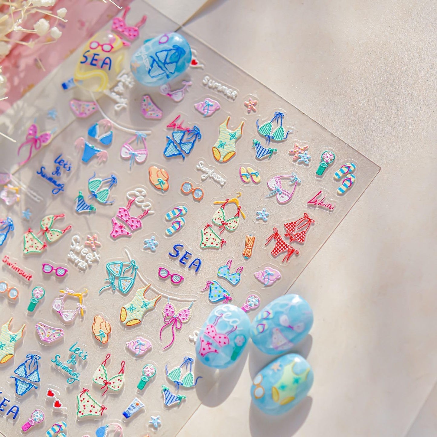 5D Embossed Fruit Nail Art Stickers Summer Beach Fruit Nail Decals Orange Lemon Kiwifruit Apple Banana Summer Nails Design Nail Stickers Cute Pineapple Nail Accessories for DIY Women Nail Decor 1Pcs