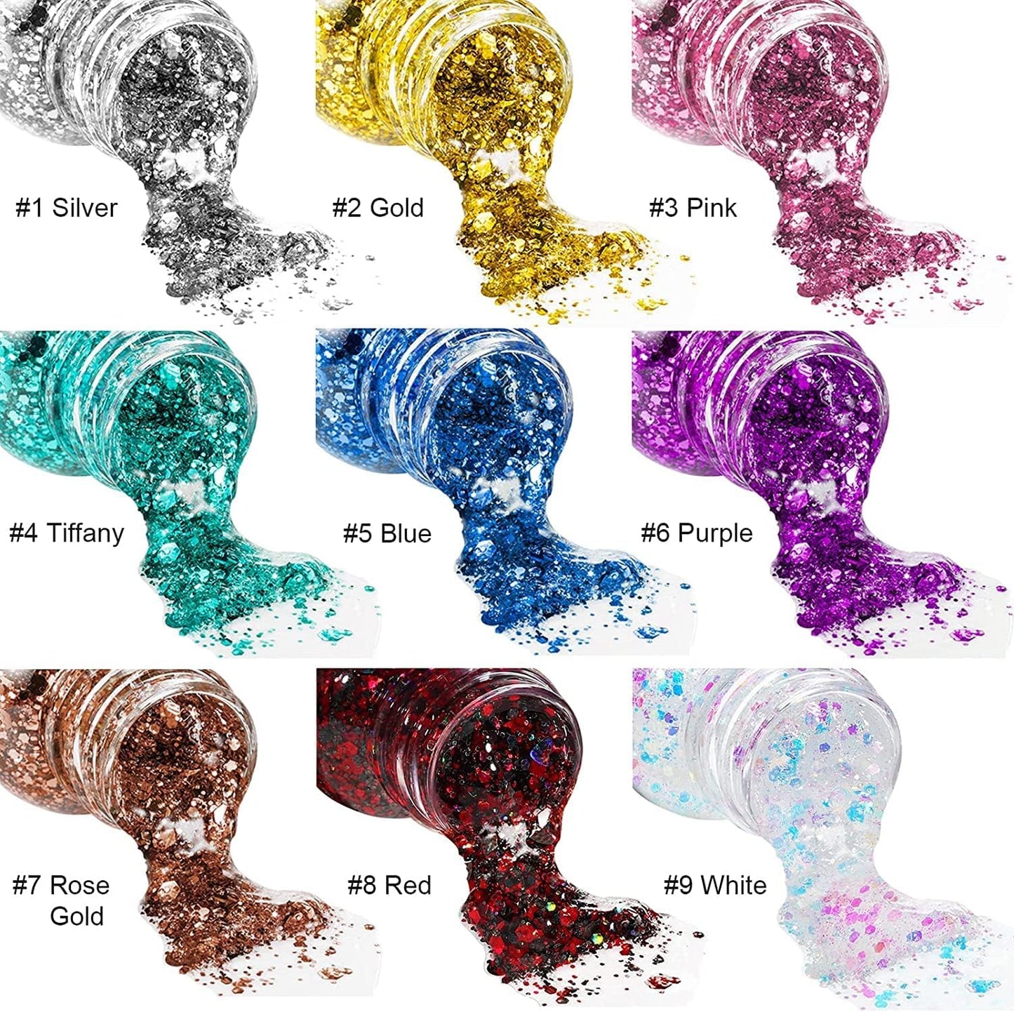MAEPEOR Chunky Face Body Glitter Gel 19 Colors Mermaid Sequins Holographic Body Glitter Gel Long-Lasting Festival Makeup Glitter Paint for Face Body Hair Nails (30g, 02 Gold)