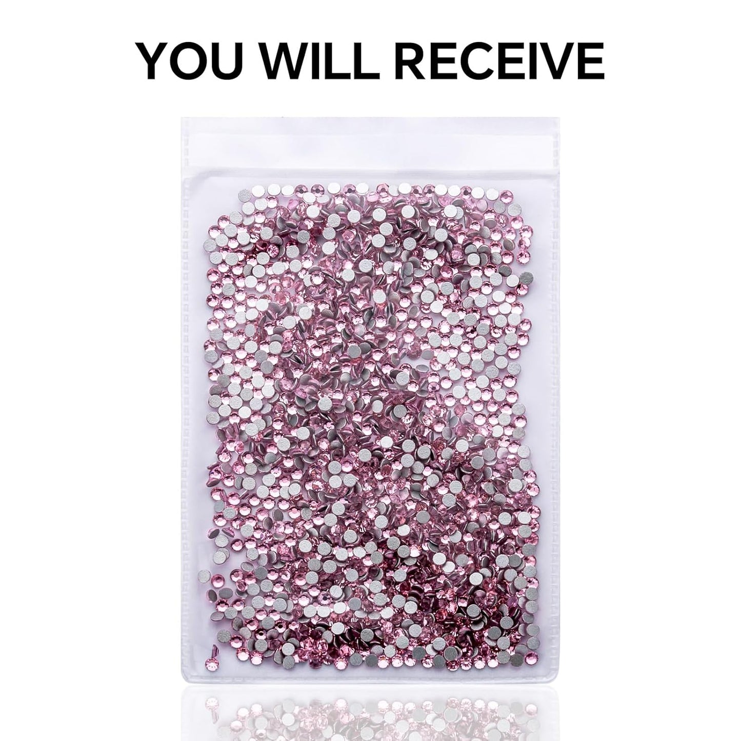 1440Pcs Light Pink Crystal Rhinestones,Glass Flatback Rhinestones Gemstones Mini for Nail Face Makeup Art Crafts Clothes Decoration -(SS8,2.4mm,Light Pink)