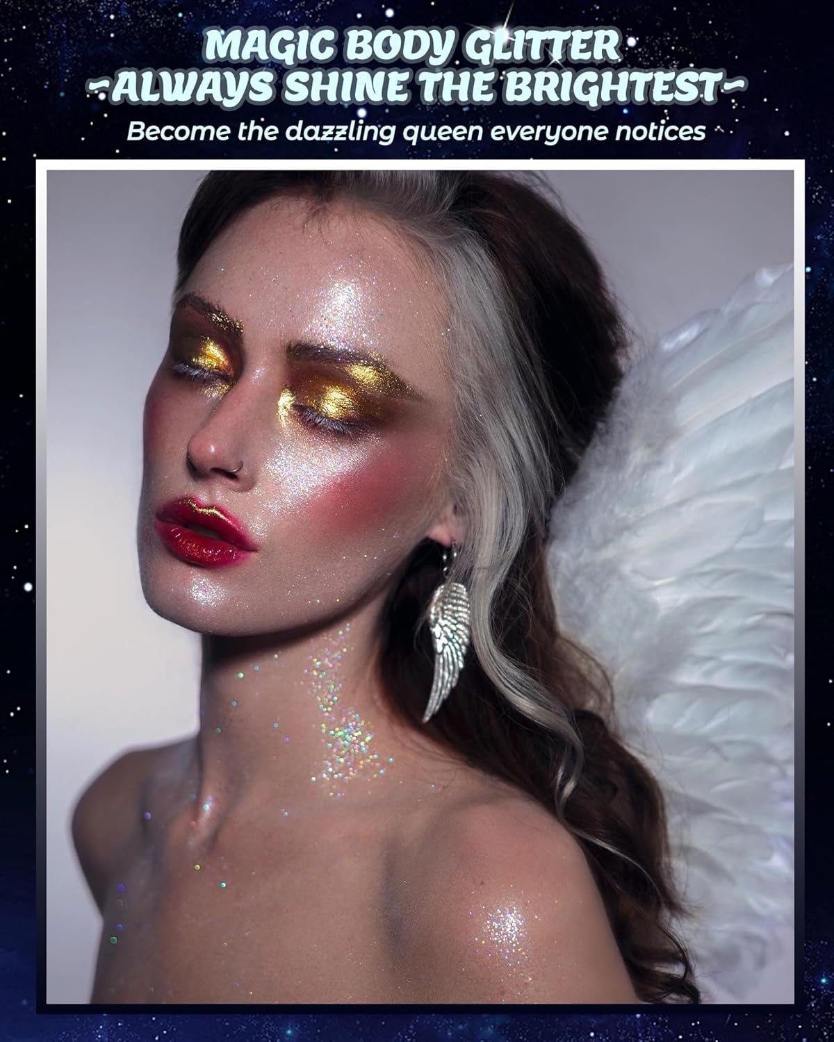 Glitter Air Cushion Highlighter Powder - 3D Contour & Brighten Face, Eyes, Body, Hair | Pearlescent Patting Powder Create a Shimmering Look | Easy-Use & Perfect for Daily & Special Occasions