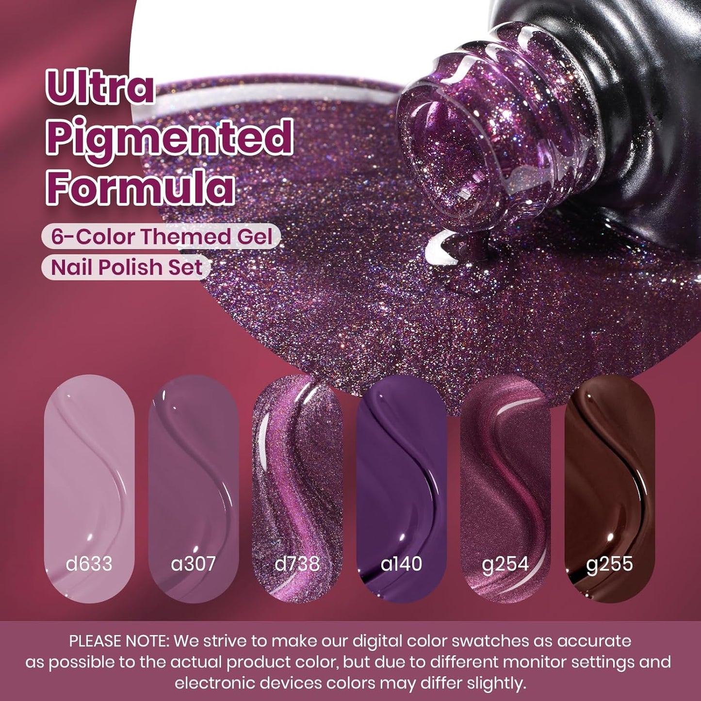 beetles Gel Polish Purple Gel Nail Polish Set - Muse Of Midnight Winter Deep Dark Light Purple Glitter Cat Eye UV Led Needed Soak Off DIY Salon Home Nail Art Gifts for Women