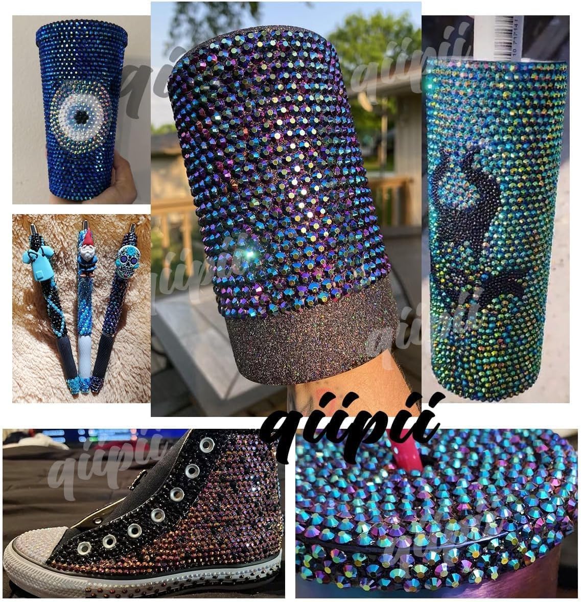 Black Purple AB Resin Rhinestones w B7000 Jewelry Glue for Bedazzling Crafting 3mm 4mm 5mm 6mm Flatback Jelly Stones Bulk Diamonds Gems Charms for Nails Face Makeup Tumblers Bottles DIY Crafts