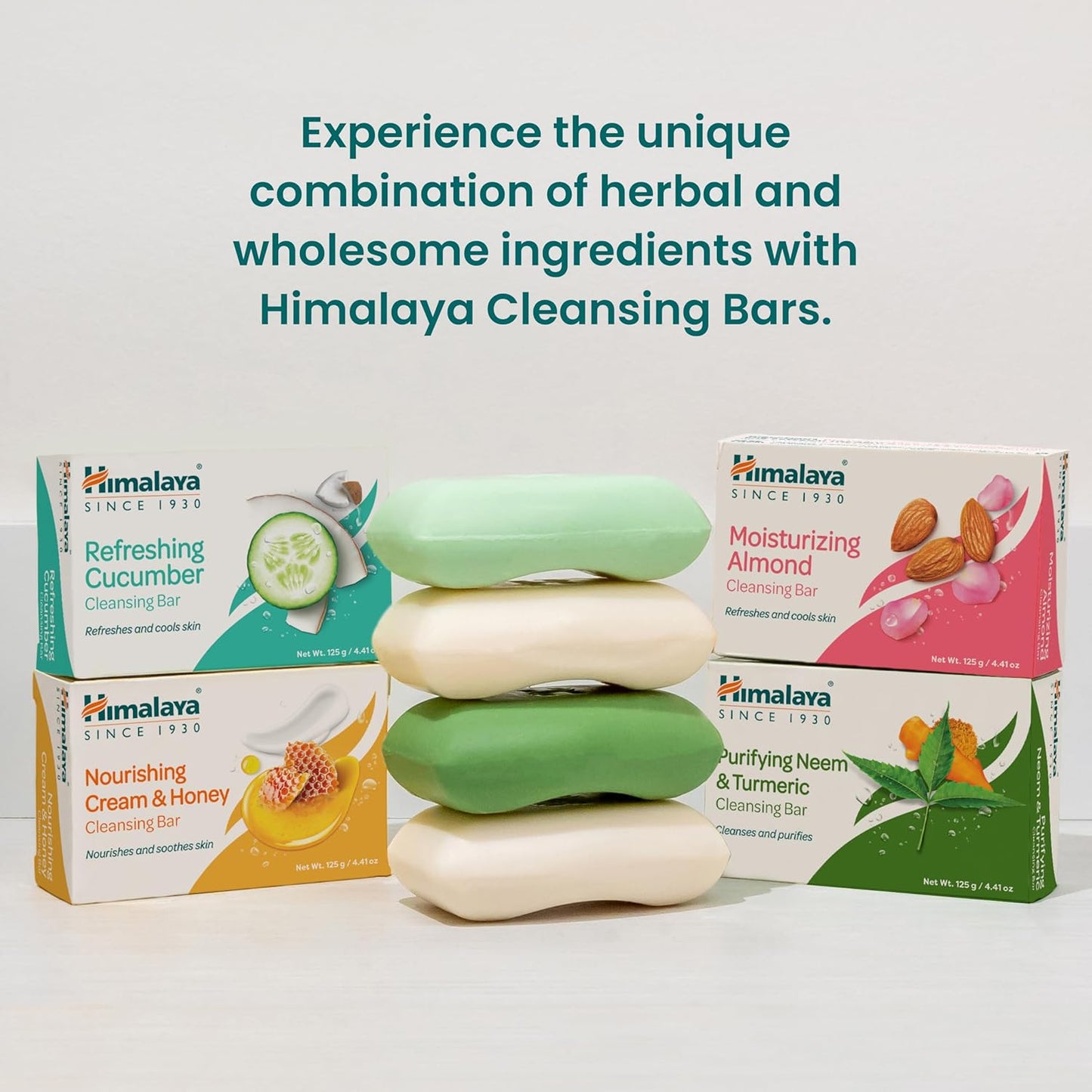 Himalaya Purifying Neem & Turmeric Cleansing Bar for Clean and Healthy Looking Skin, Free from Parabens, SLS and Phthalates, Gluten Free, Vegan, 125 g (4.41 oz), 6 Pack