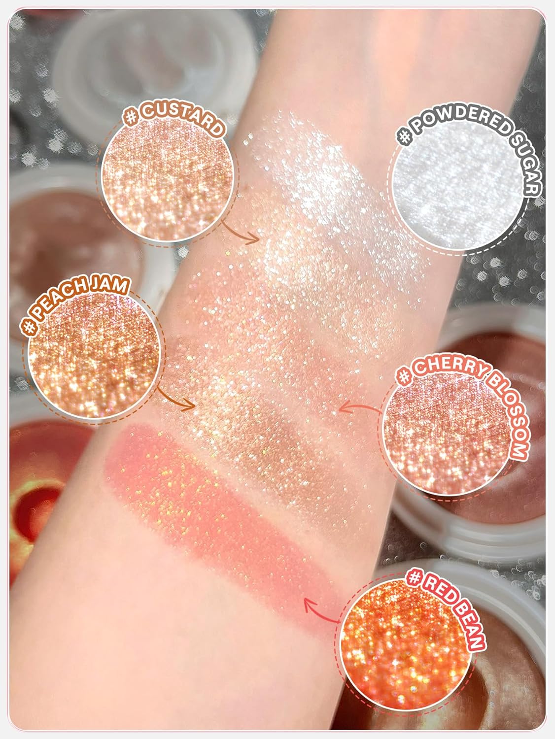 SHEGLAM Glowchi Bouncy Highlighter Mochi-like Formula Highlighter Long-lasting Shimmer Makeup-Red Bean