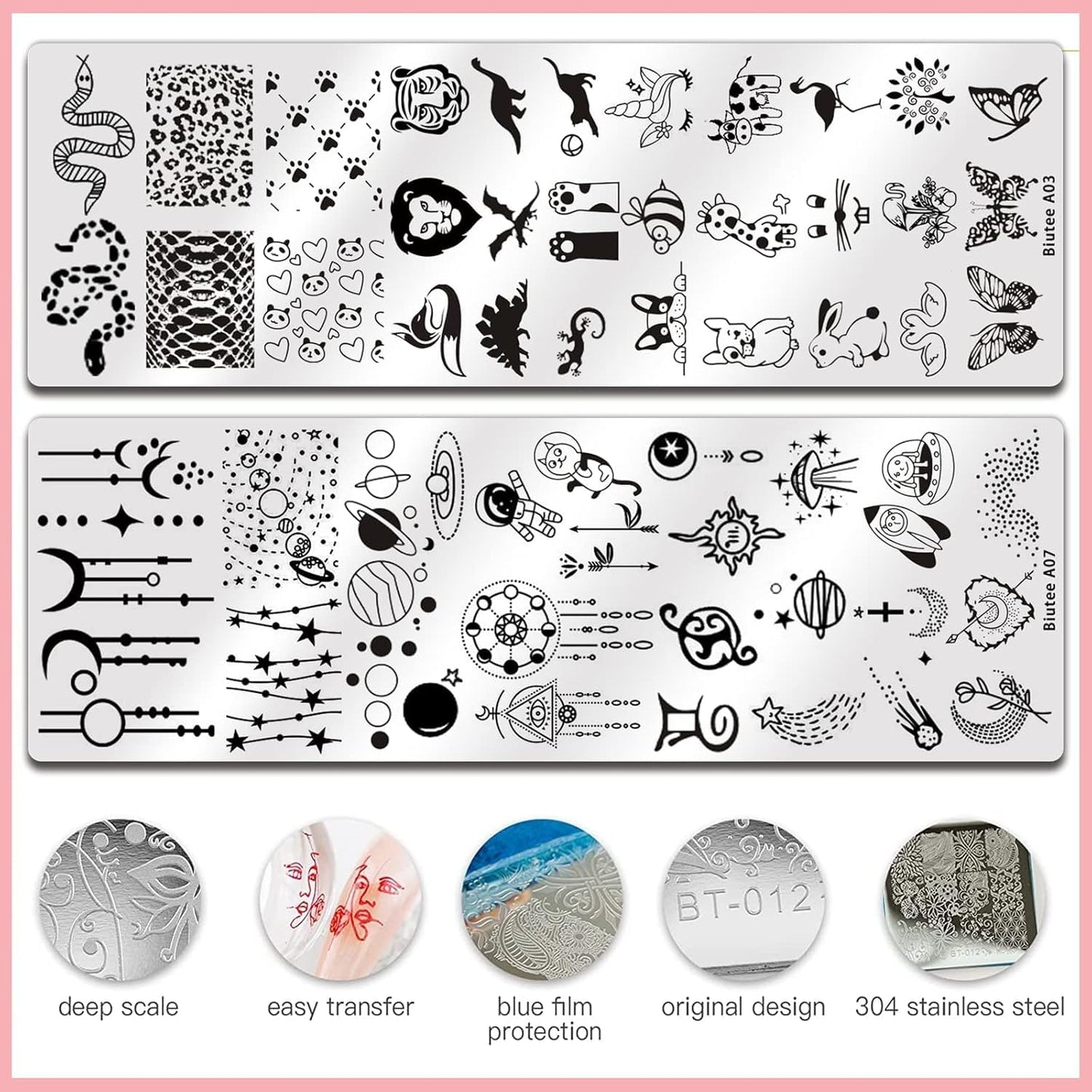 Biutee Gel Nail Stamping Kit with 8 Colors Nail Stamping Polish Gel Nail Stamping Plates 10PCS Nail Stamp Plates Nail Stamper Starry Sky Lace Flower Leaves Animal Nail Stamping Kit Nail Design