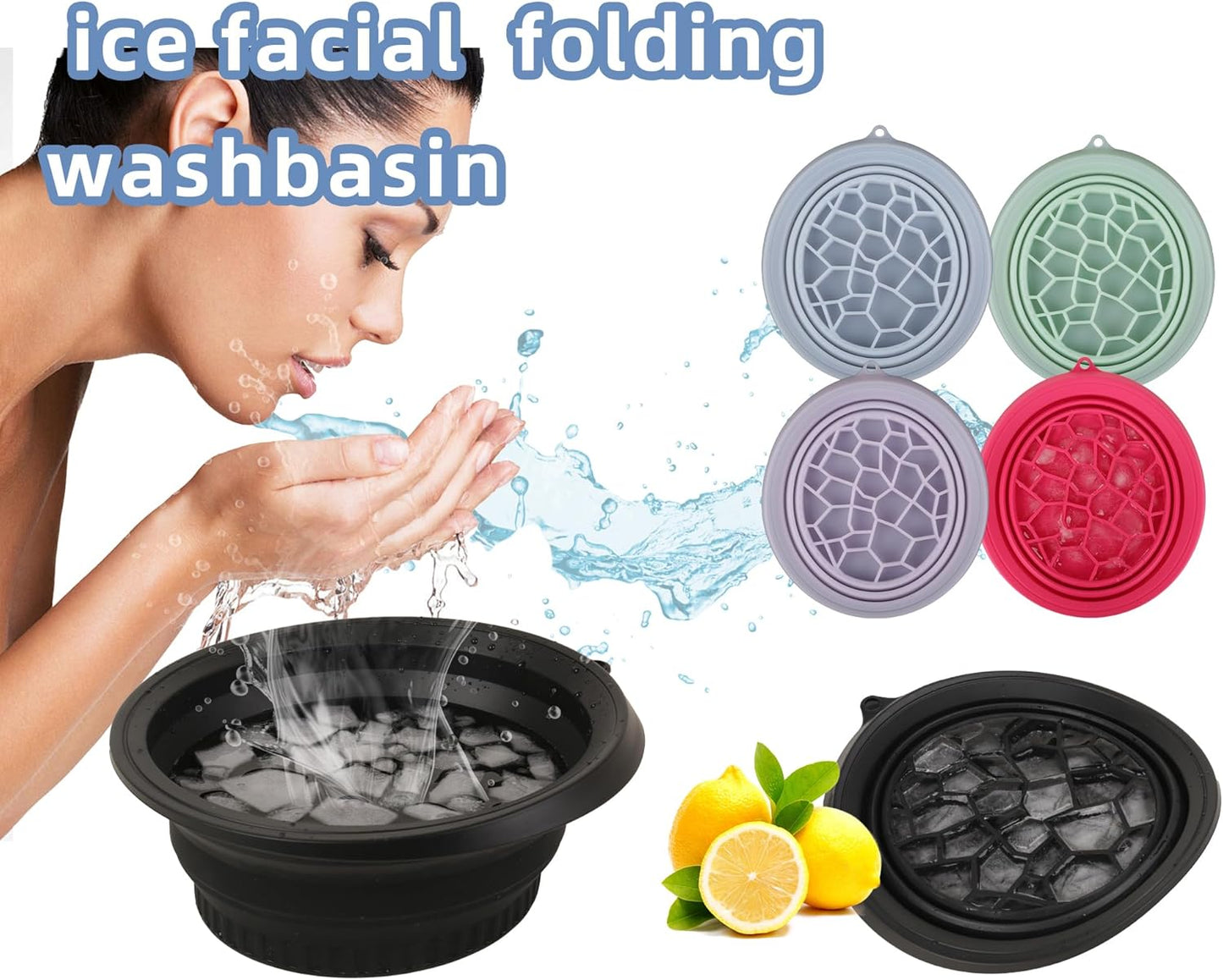 Facial Ice Bath Bowl with Built-In Ice Tray – Collapsible Cold Plunge Bowl, Portable Face Ice Therapy for Puffiness Reduction & Glowing Skin (Purple)