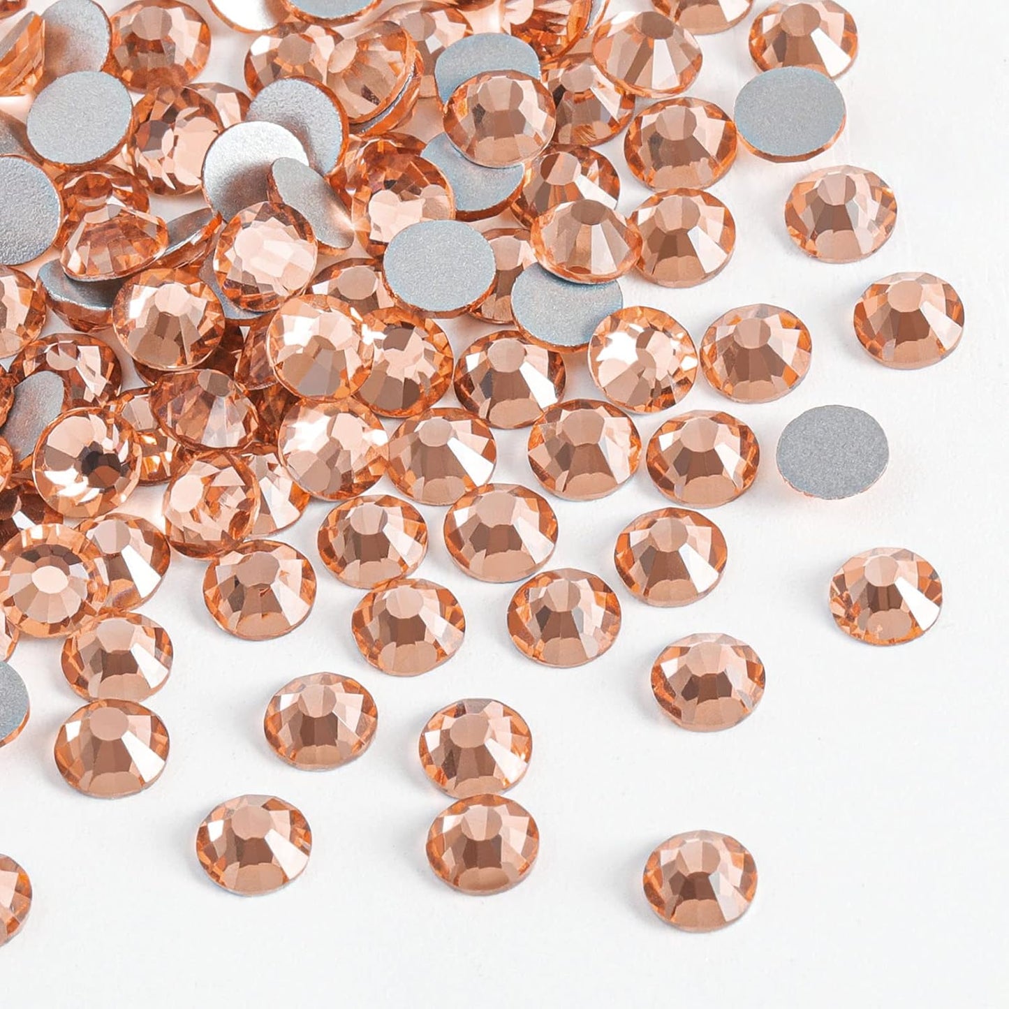 beadsland 144pcs Flat Back Crystal Rhinestones Round Gems for Nail Art and Craft Glue Fix, Champagne, 10mm, SS50/144pcs