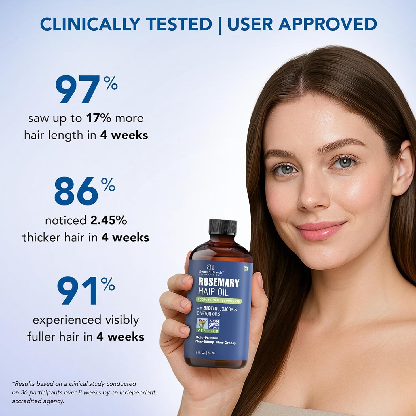 Botanic Hearth 100% Pure Rosemary Oil For Hair (2 Fl Oz) Infused With Biotin, Jojoba & Castor Oil | Hair Oil Repairs Dry Damaged Hair, Strengthening, Healthier Hair- Hair Tonic