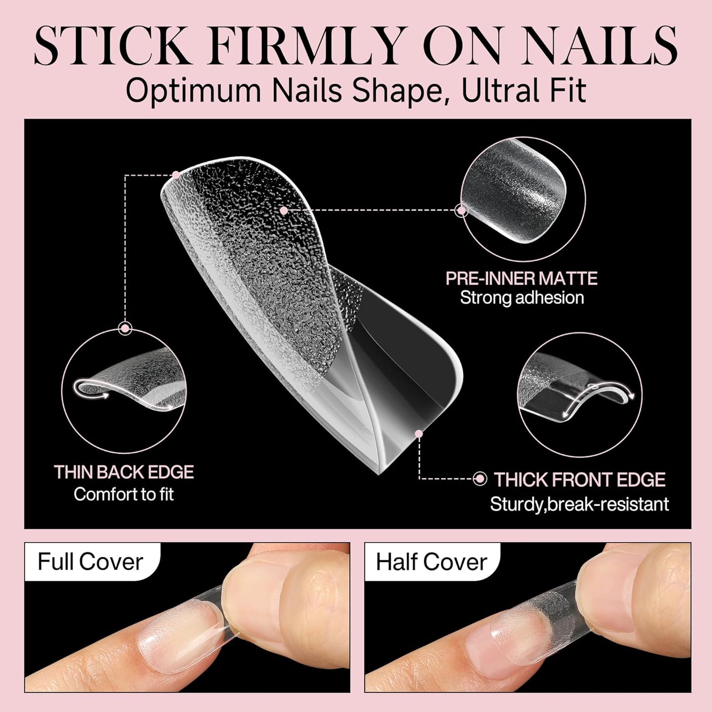Short Square Nail Tips Matte Short Square Gel Tips 504pcs Clear Nails Full Cover Acrylic False Nails Tips for Gel Nail Extensions 12 Sizes Saving Gelly Tips, Luckyfairy