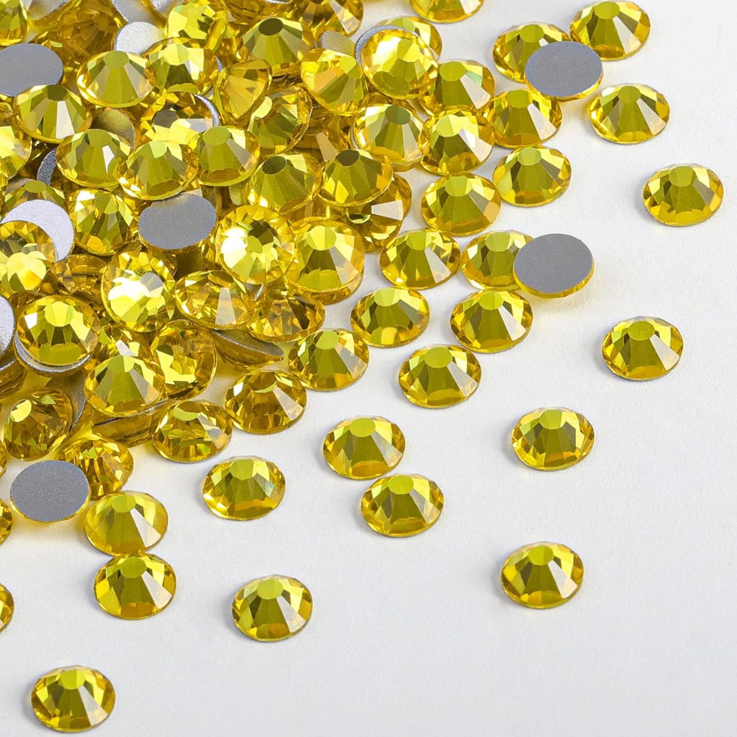 beadsland Flat Back Crystal Rhinestones Round Gems, Lemon Yellow (6.4-6.6mm) SS30/288pcs