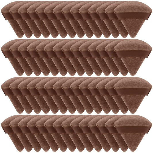 Suclain 48 Pcs Velour Triangle Powder Puff Soft Velour Makeup Puff for Face Powder Makeup Triangle Sponges for Wet and Dry Cosmetic Foundation Loose Mineral Body Tool(Brown)