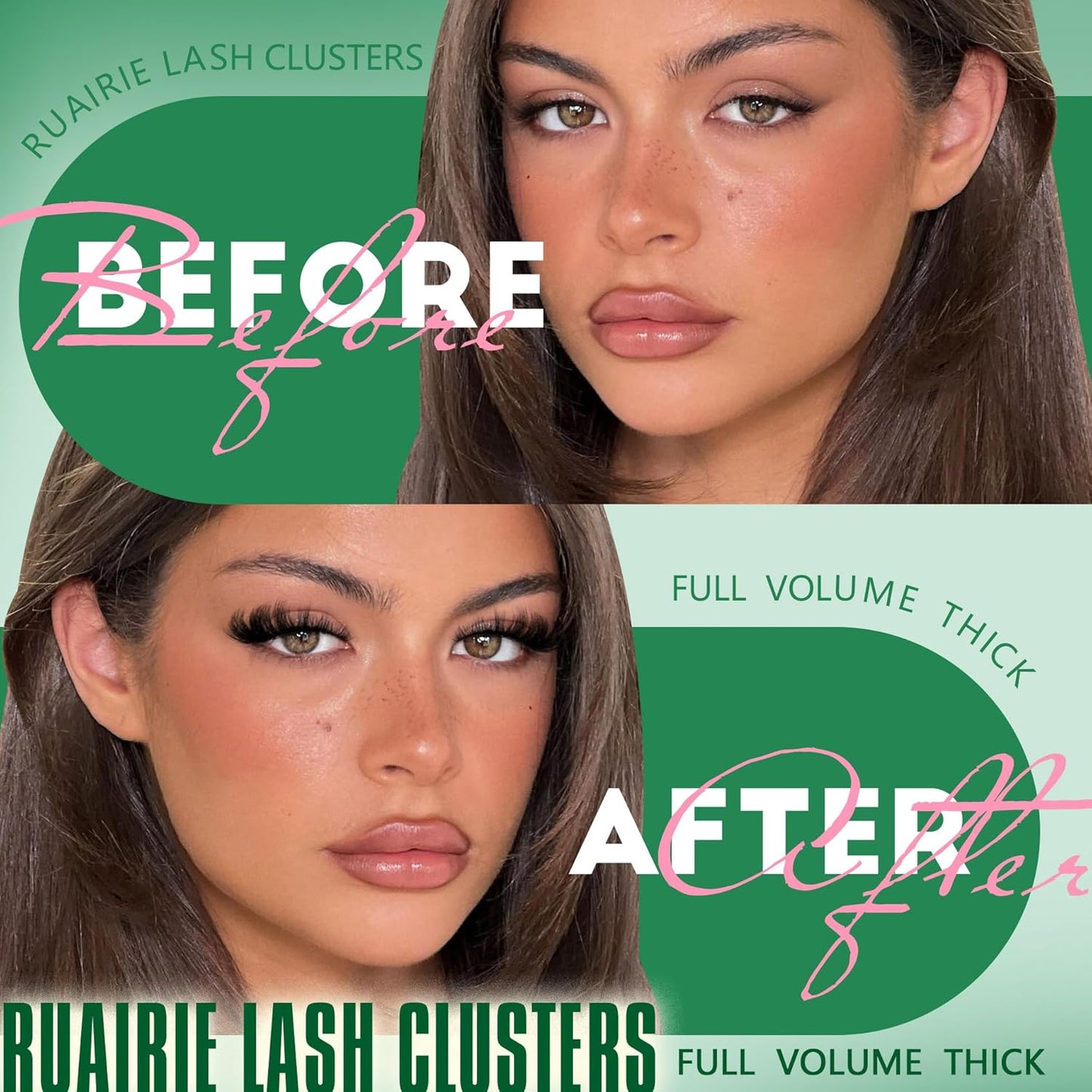 Ruairie Lash Clusters Eyelash Clusters Eyelash Extensions Thick Cluster Lashes Extension 8-16MM Individual Lashes 300D Volume Eye Lash Clusters D-Curly Individual Eyelashes Wispy