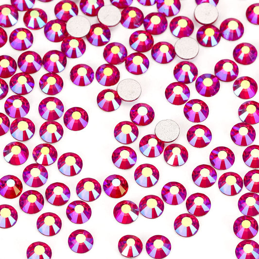 1440Pcs Red Ab Crystal Rhinestones,Glass Flatback Rhinestones Gemstones Small for Nail Face Makeup Art Crafts Clothes Decoration -(SS10,2.8mm,Red Ab)