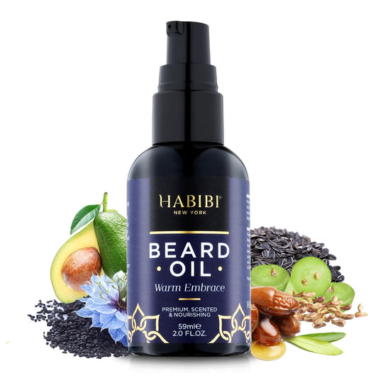 H HABIBI Warm Embrace Beard Oil – 2.0 Fl. Oz Naturally Derived Beard Growth Oil for Men, Beard Care Essential – Hydrates, Nourishes & Promotes Healthy Growth, Made in USA