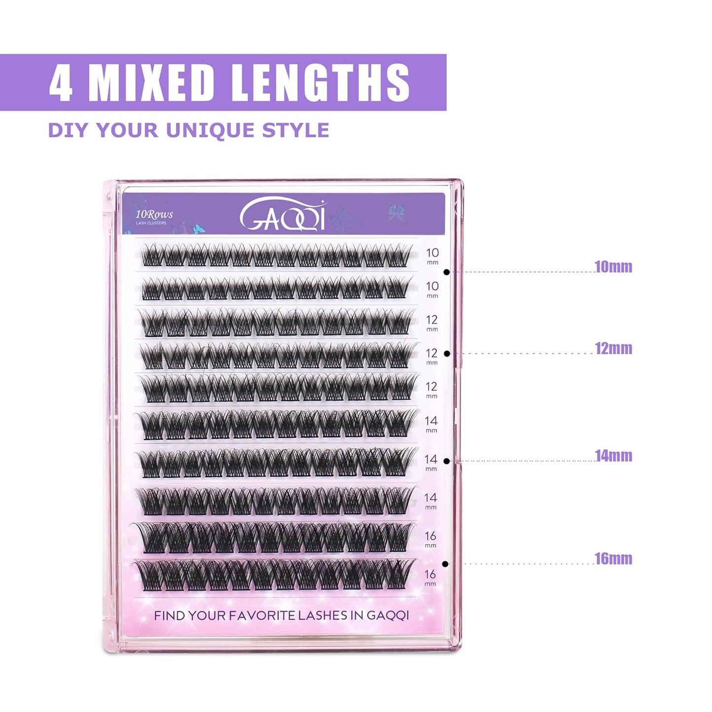 GAQQI Lash Clusters, Eyelash Clusters 120PCS C Curl Individual Lashes, Wispy Cluster Eyelash Extension 10-16mm Mixed Length, Natural Looking Cluster Lashes （GQ03, C Curl, 10-16mm)