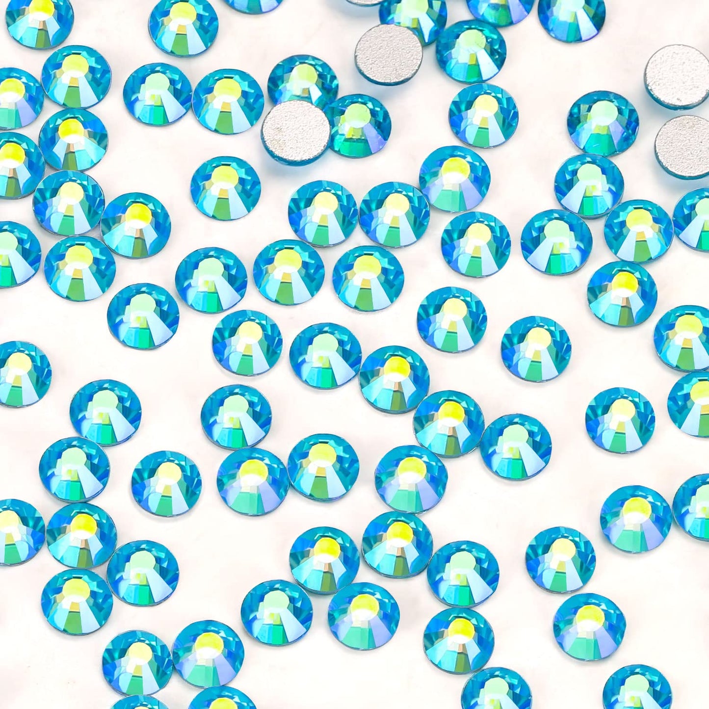 1440Pcs Aquamarine Ab Crystal Rhinestones,Glass Flatback Rhinestones Gemstones for Nail Face Makeup Art Crafts Clothes Decoration -(SS16,4.0mm,Aquamarine Ab)